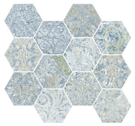 aparici bohemian blue natural hexagonal mozaika 28x30 