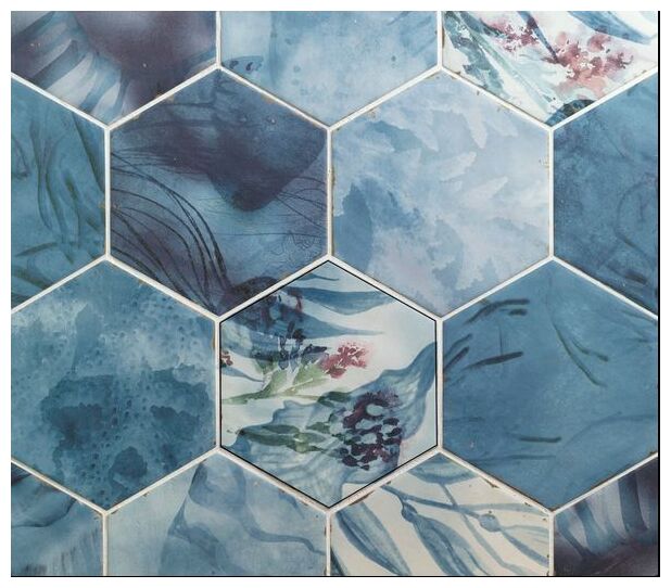 carmen ceramic art touareg blue mix hexagon gres 13.9x16 