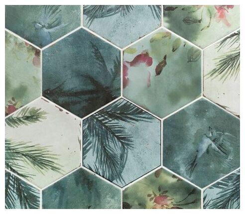 carmen ceramic art touareg turquesa mix hexagon gres 13.9x16 