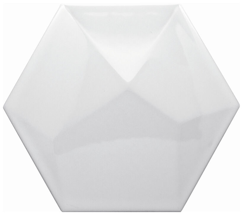 decus hexagono piramidal blanco brillo płytka ścienna 15x17 