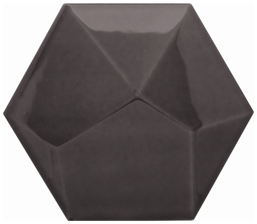 decus hexagono piramidal grafito brillo płytka ścienna 15x17 