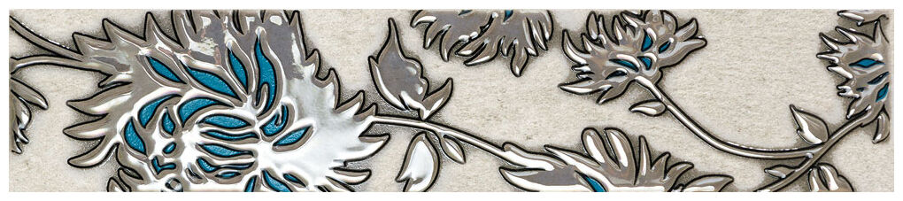 domino gris flower turkus listwa 7.4x36 