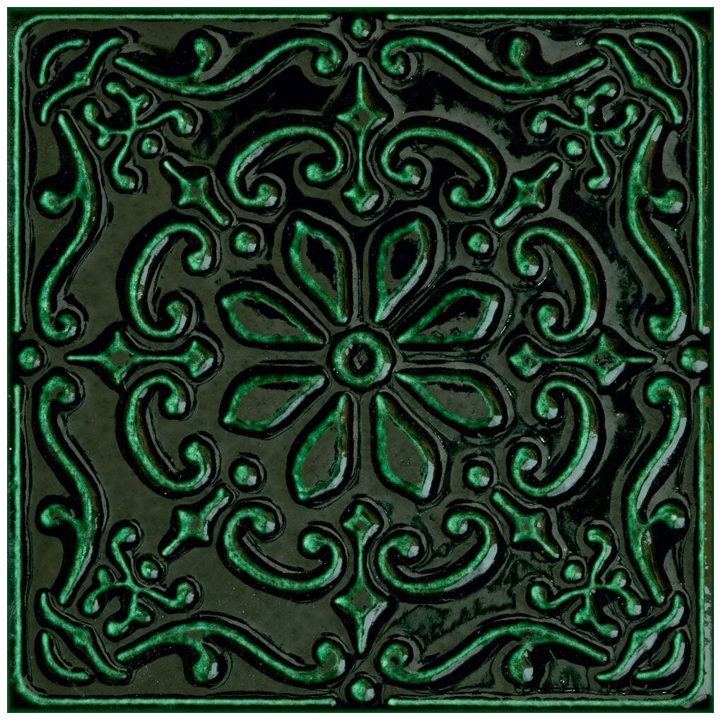 domino tinta green dekor 14.8x14.8x0.8 