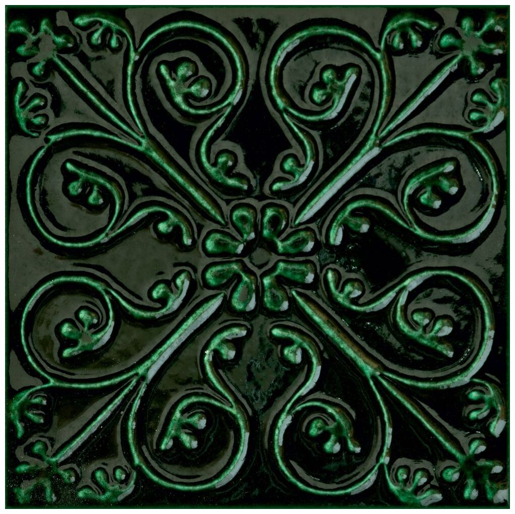 domino tinta green dekor 14.8x14.8x0.8 