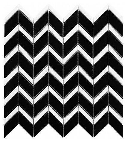 dunin black&white pure black chevron mix mozaika kamienna  30.5x31 