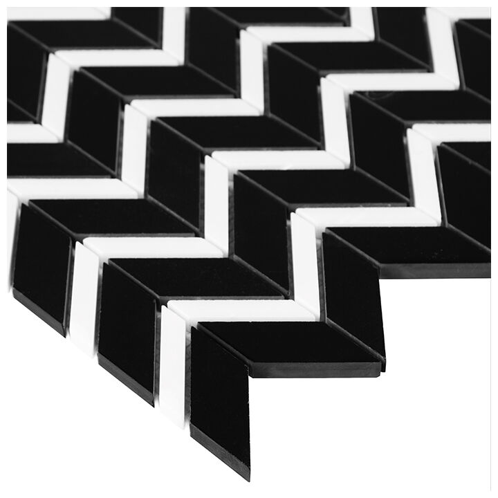 dunin black&white pure black chevron mix mozaika kamienna  30.5x31 