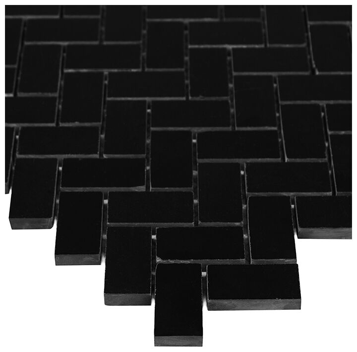 dunin black&white pure black herringbone 48 mozaika kamienna 28.5x30.5 