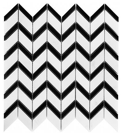 dunin black&white pure white chevron mix mozaika kamienna  30.5x31 