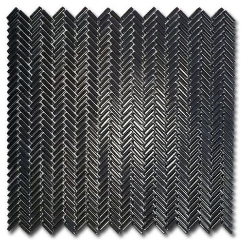 el casa enamel herringbone negro brillo mozaika 28x30.3 