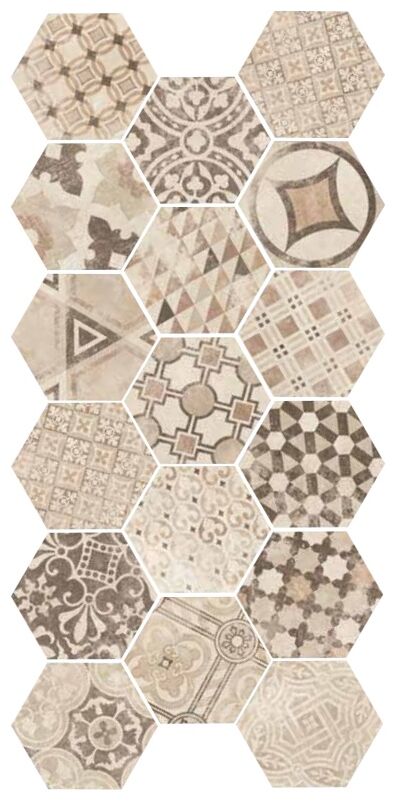 equipe hexatile cement garden sand gres 17.5x20 (22098) 