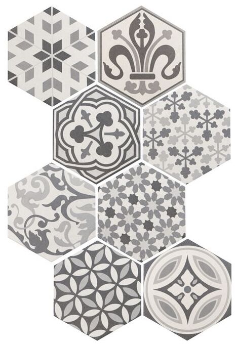 equipe hexatile harmony b&w dekor 17.5x20 (21357) 