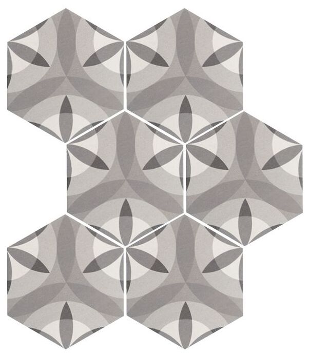 equipe hexatile nature b&w dekor 17.5x20 (21355) 