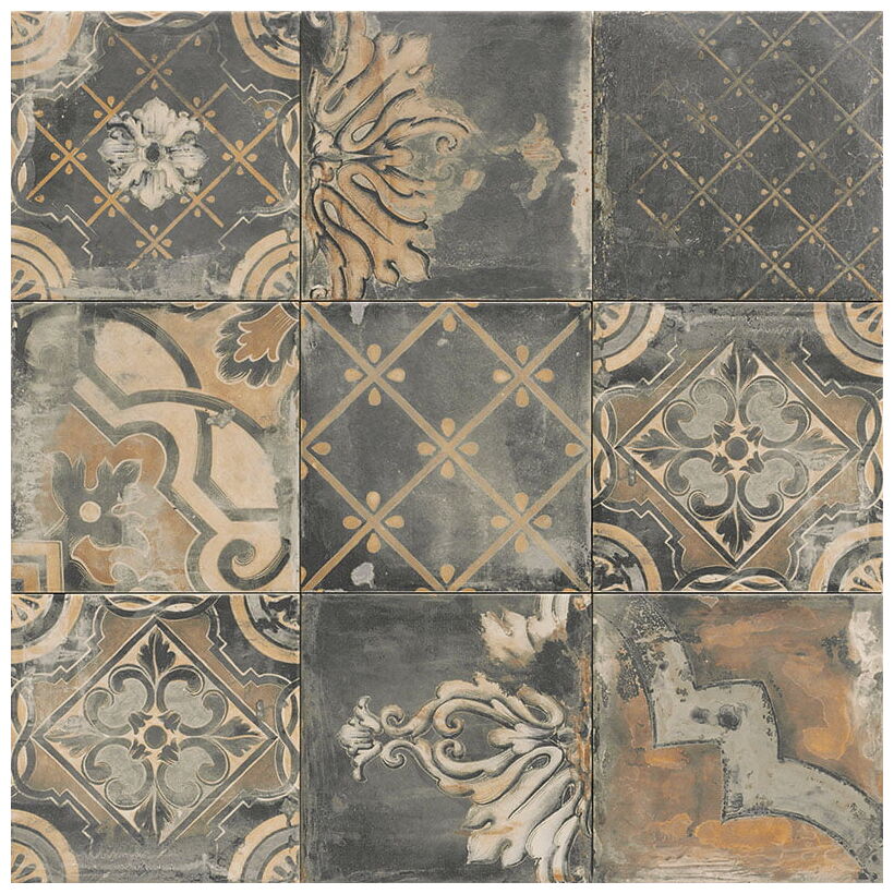 mainzu ceramica canaletto nero dekor 20x20 