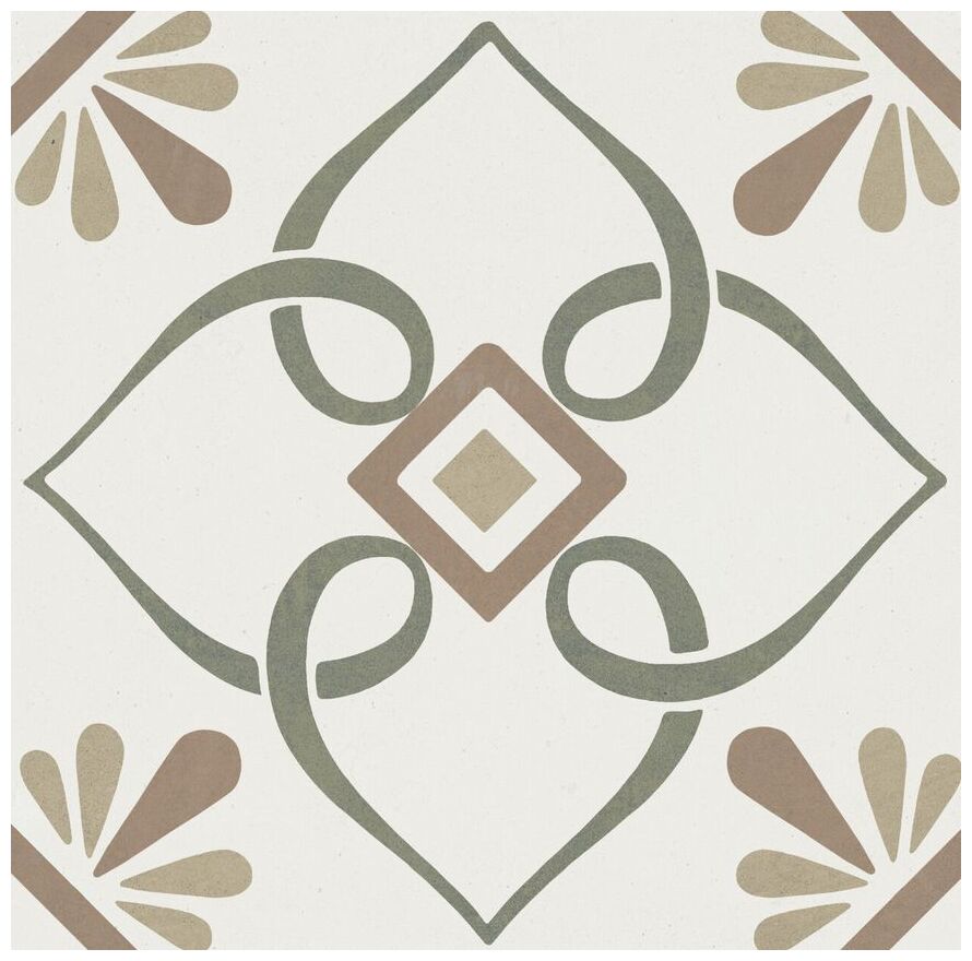 peronda duomo artella green petals gres 22.3x22.3 (39383) 