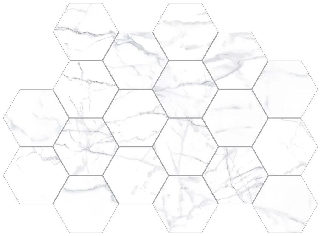 ribesalbes shaped marble hex carrara gloss płytka ścienna 15x17.3 