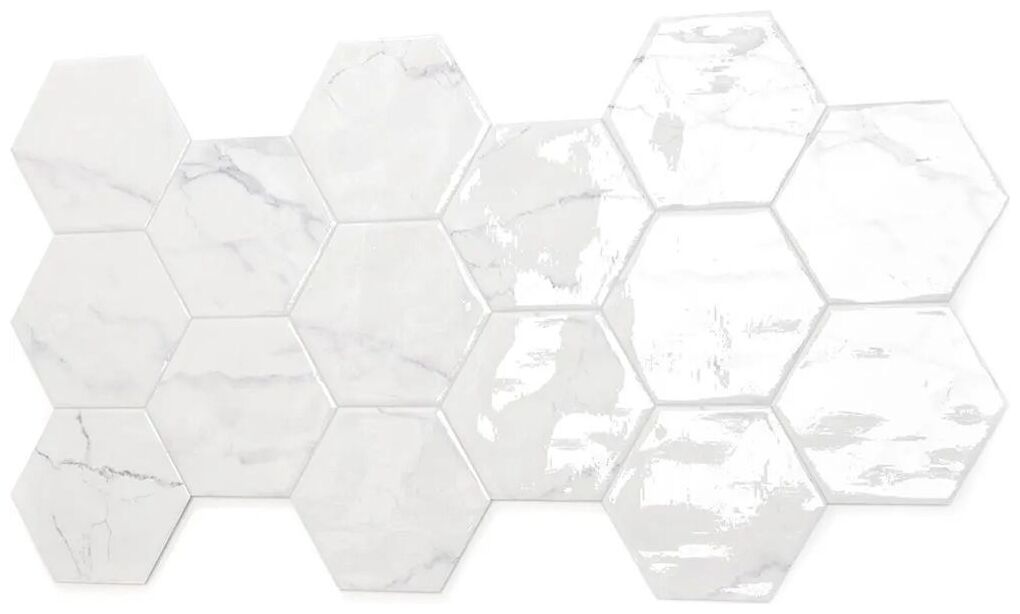 ribesalbes shaped marble hex carrara gloss płytka ścienna 15x17.3 