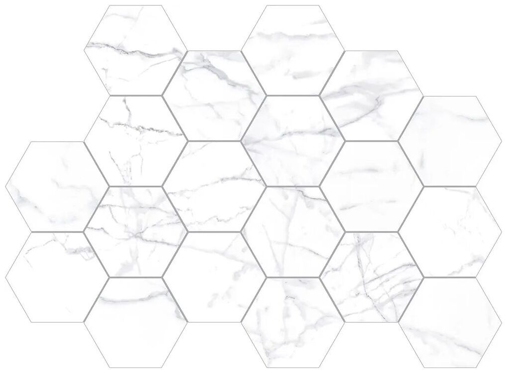 ribesalbes shaped marble hex carrara matt gres 15x17.3 