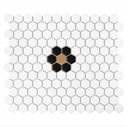 dunin mini hexagon daisy black  matt mozaika 26x30 