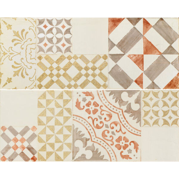 ape ceramica aniko cream mix dekor 20x50 prostokątne płytki patchwork
