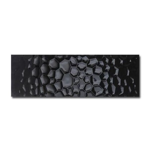 azteca unik bubbles black glossy płytka ścienna 30x90 glazura azteca hiszpańskie do łazienki czarne błyszczące strukturalne