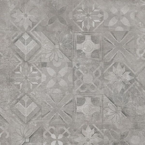 cerrad softcement silver patchwork dekor rektyfikowany 59.7x59.7 patchworkowe płytki na podłogę
