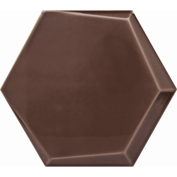 decus hexagono cuna chocolate brillo płytka ścienna 15x17 glazura prostokątne hiszpańskie do łazienki mocha mousse strukturalne