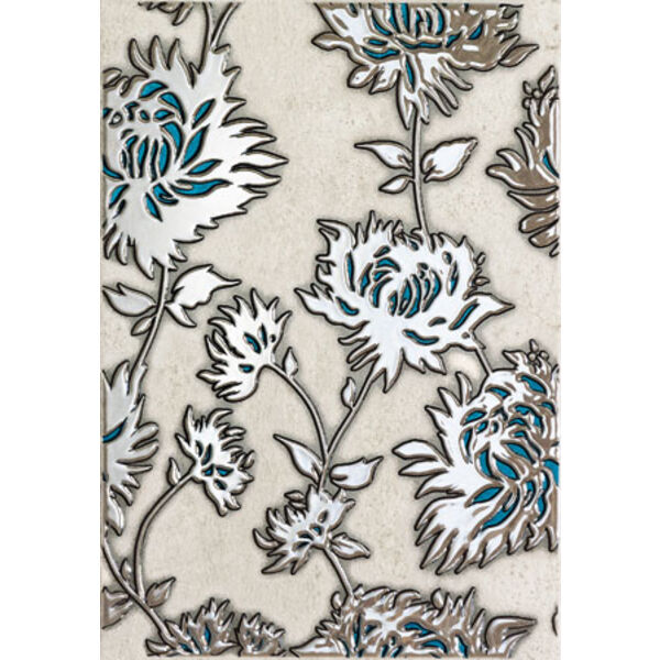 domino gris flower turkus dekor 25x36 płytki domino prostokątne lappato