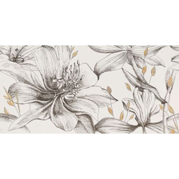 domino velo bianco flowers obraz gresowy element 1 59.8x119.8x1.1 gres domino do kuchni rektyfikowane mrozoodporne o grubości od 10 do 12 mm