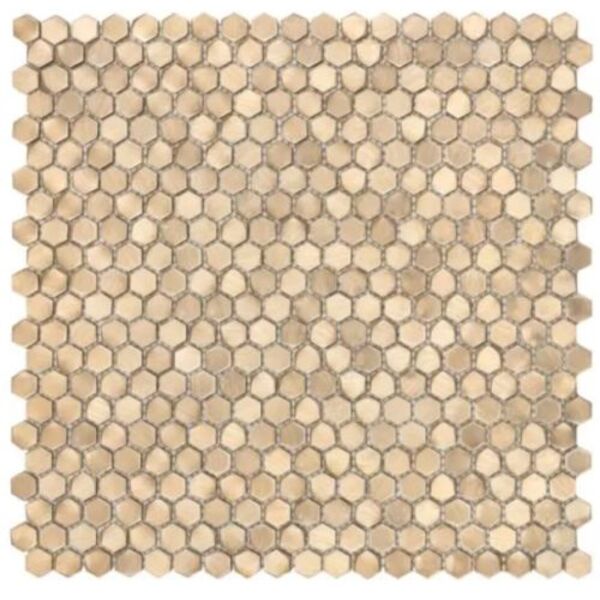 dunin allumi gold hexagon 14 mozaika metalowa 30x30 glazura heksagonalne do salonu 30x30 satynowe