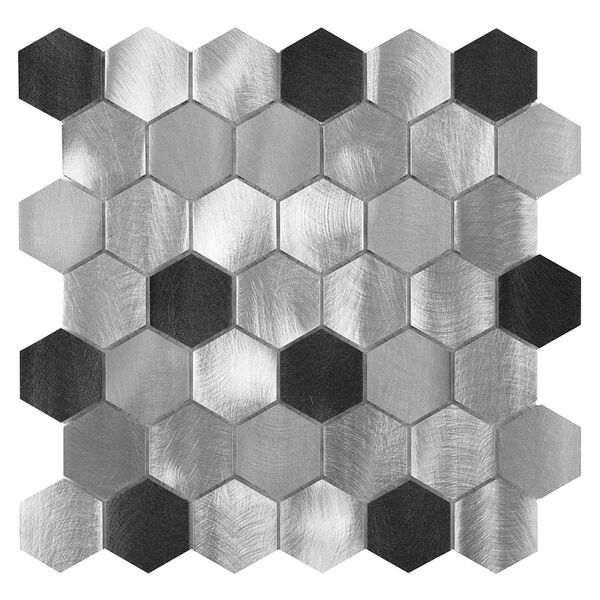 dunin allumi grey hexagon mix 48 mozaika metalowa 30x30 płytki dunin