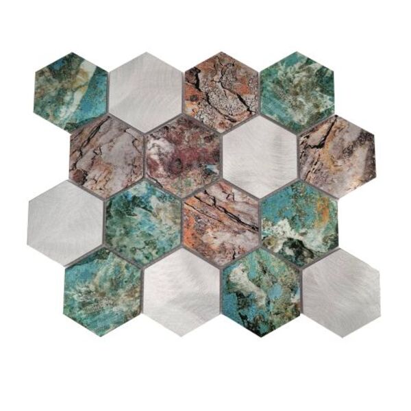 dunin allumi hexagon patina 73 mozaika 26x30 mozaika imitujące metal do kuchni o grubości 6 do 8 mm