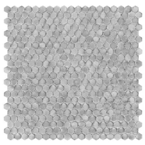 dunin allumi silver hexagon 14 mozaika metalowa 30x30 płytki dunin kwadratowe do kuchni szare satynowe