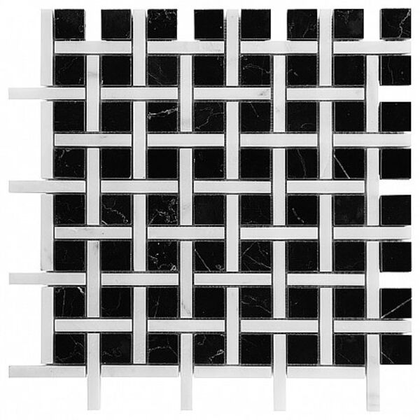 dunin black&white pure black bw02 mozaika kamienna 30.5x30.5 mozaika do łazienki błyszczące mrozoodporne