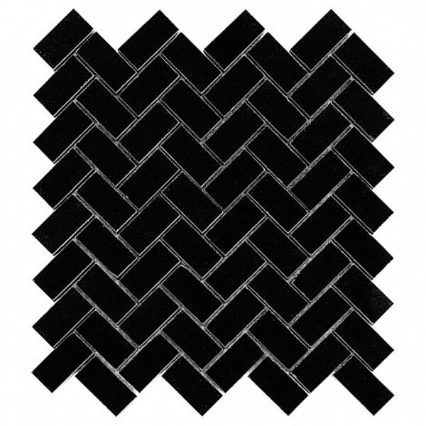 dunin black&white pure black herringbone 48 mozaika kamienna 28.5x30.5 płytki prostokątne błyszczące jodełka