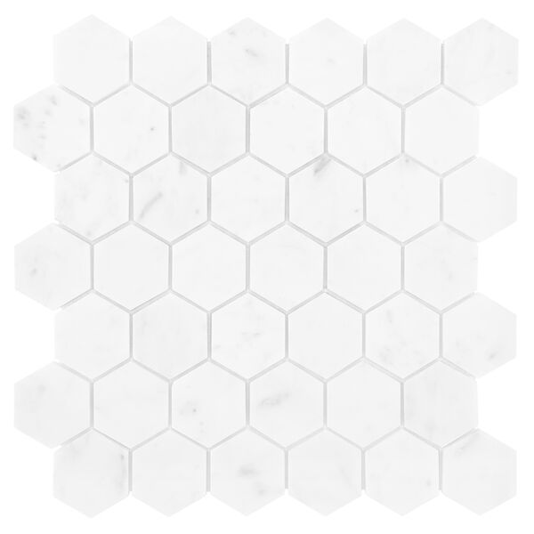 dunin carrara white hexagon 48 mozaika kamienna 29.8x30.2 mozaika prostokątne do salonu białe