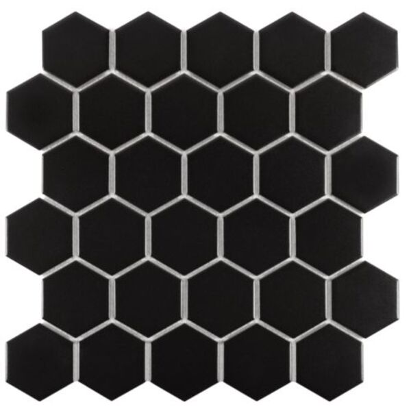 dunin hexagon black 51 matt mozaika 27.1x28 płytki heksagonalne do łazienki czarne