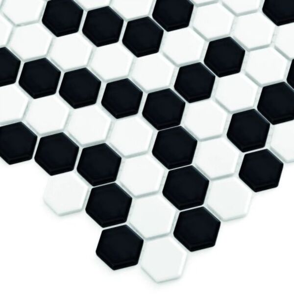 dunin mini hexagon b&w coral mozaika 26x30 płytki dunin prostokątne do łazienki błyszczące mrozoodporne o grubości 6 do 8 mm