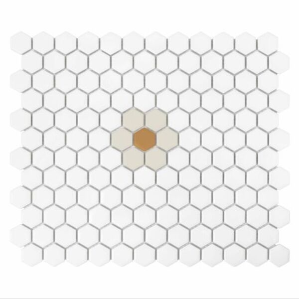 dunin mini hexagon daisy cotton  matt mozaika 26x30 mozaika prostokątne do salonu białe