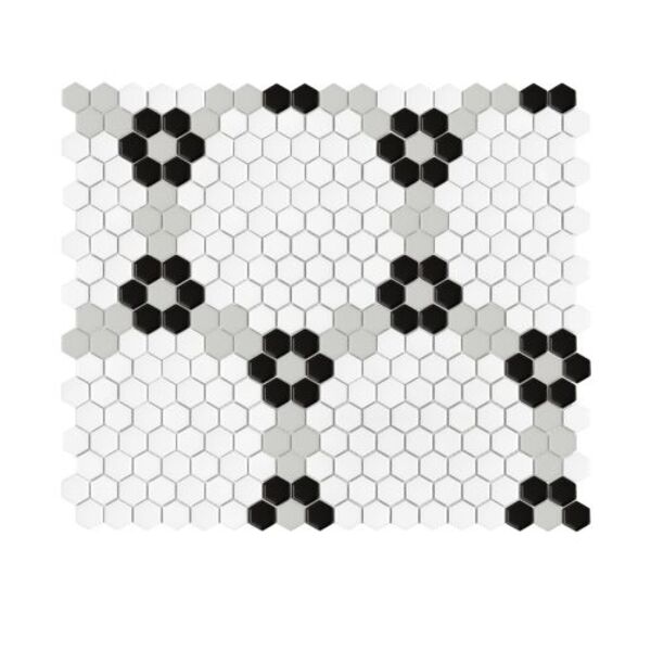 dunin mini hexagon garland black matt mozaika 40.1x34.1 gres prostokątne na podłogę matowe o grubości od 4 do 6 mm