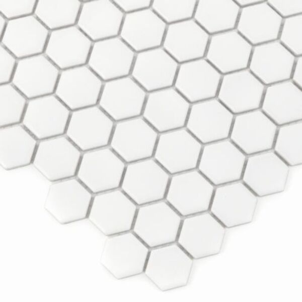 dunin mini hexagon white matt mozaika 26x30 gres prostokątne na podłogę matowe o grubości od 4 do 6 mm