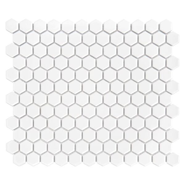 dunin mini hexagon white mozaika 26x30 gres dunin do łazienki białe błyszczące o grubości 6 do 8 mm