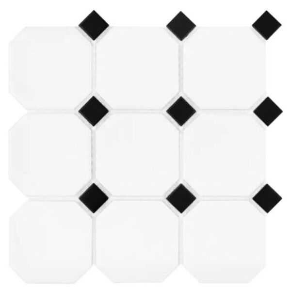 dunin octagon white 95 mozaika gresowa 29.6x29.6 płytki dunin oktagonalne do salonu