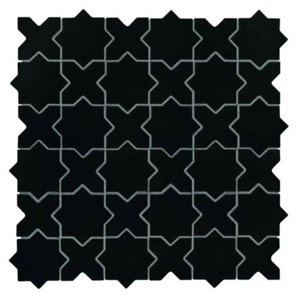 dunin star&cross black matt mozaika 30.2x30.2 gres do salonu na podłogę czarne geometryczne o grubości od 4 do 6 mm