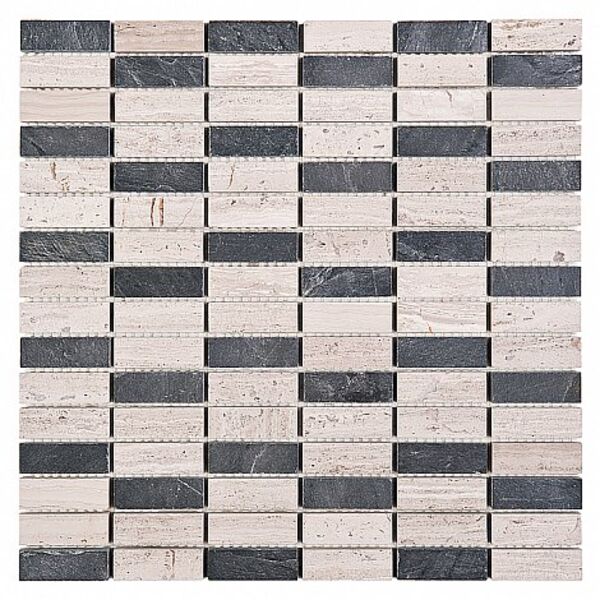 dunin woodstone grey block mix 48 mozaika kamienna 30.5x30.5 błyszczące płytki drewnopodobne