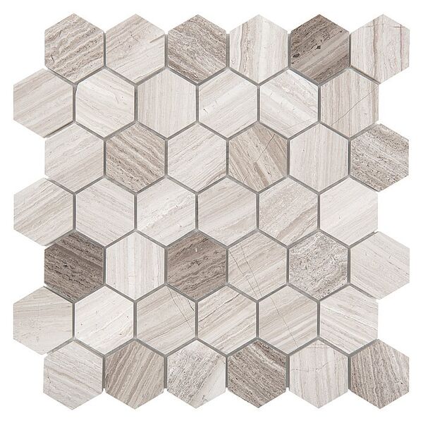 dunin woodstone grey hexagon 48 mozaika kamienna 29.8x30.2 mozaika dunin prostokątne do kuchni szare błyszczące mrozoodporne