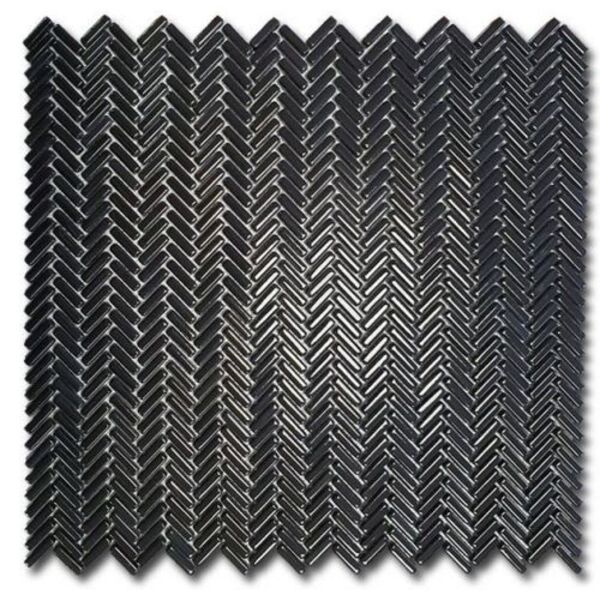 el casa enamel herringbone negro brillo mozaika 28x30.3 płytki prostokątne hiszpańskie błyszczące jodełka