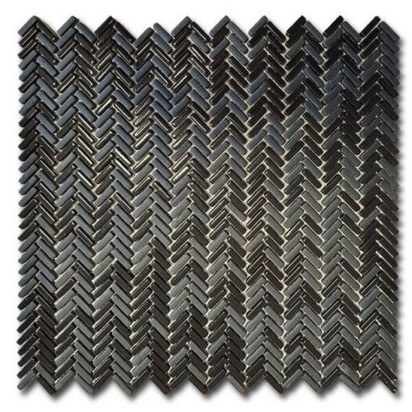 el casa enamel herringbone negro mix soft/brillo mozaika 28x30.3 glazura el casa prostokątne do salonu błyszczące