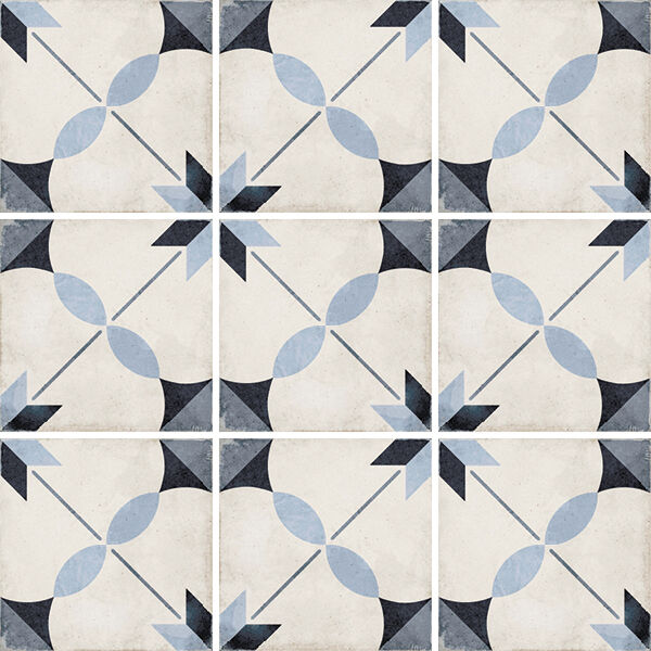 equipe art nouveau arcade blue gres dekor 20x20 (24411) patchworkowe płytki equipe ceramicas