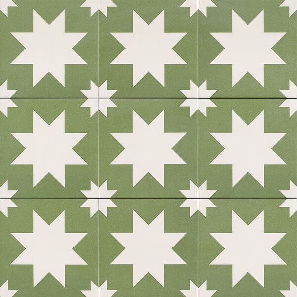 mainzu ceramica fired star green płytka podłogowa 20x20 geometryczne terakoty