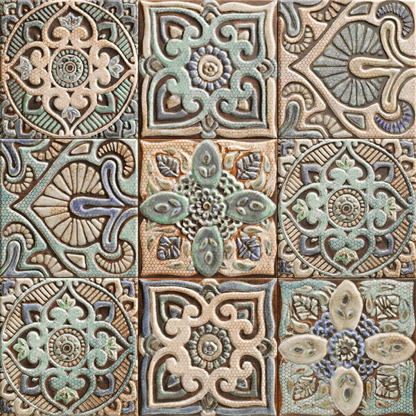 mainzu ceramica mandala dekor 20x20 satynowe płytki patchworkowe